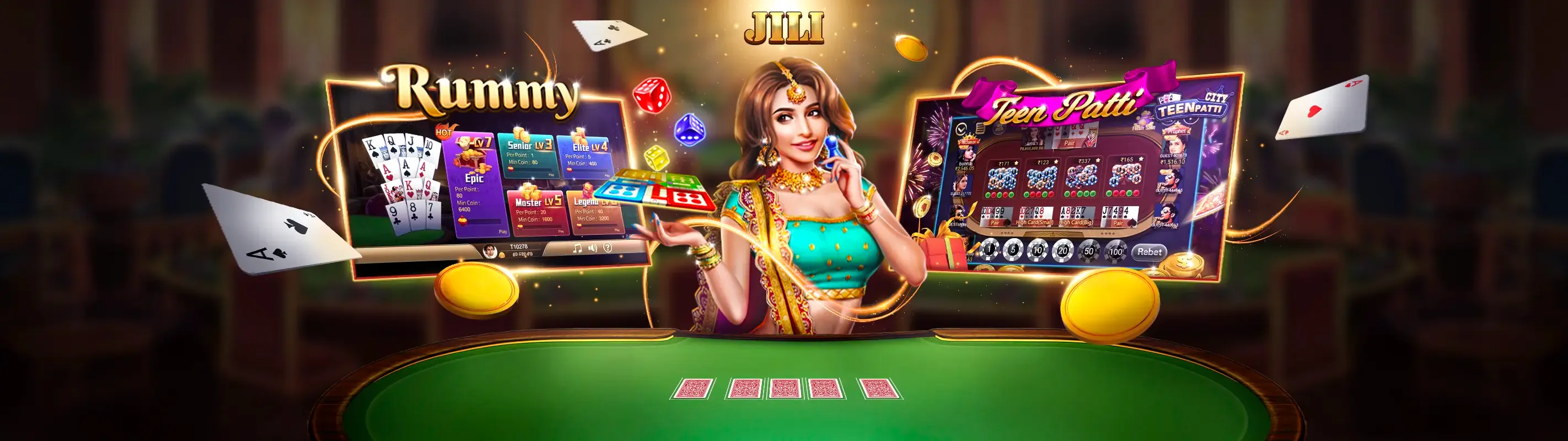 Bàn chơi Blackjack cao cấp tại choangclub casino với các quân bài và chip